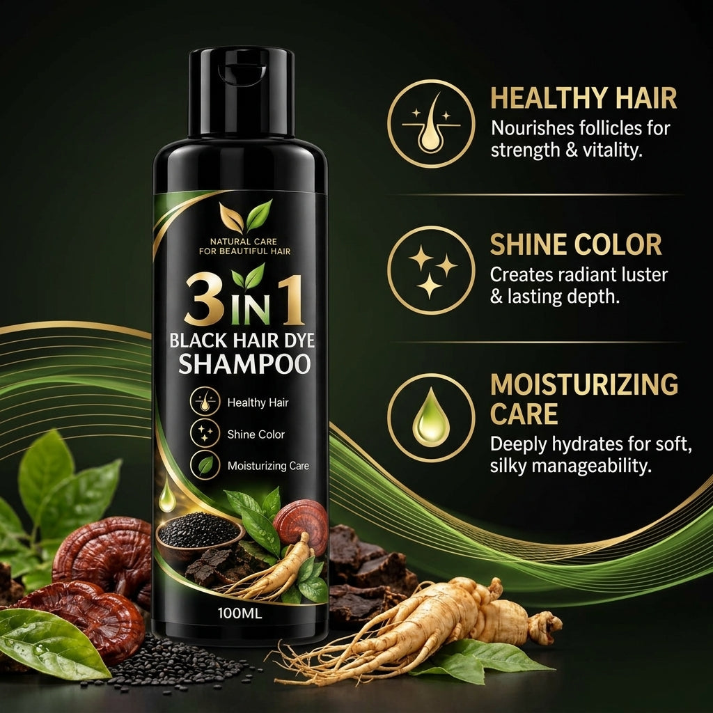 3 In 1 Black Hair Dye Shampoo (BUY 1 GET 1 FREE)