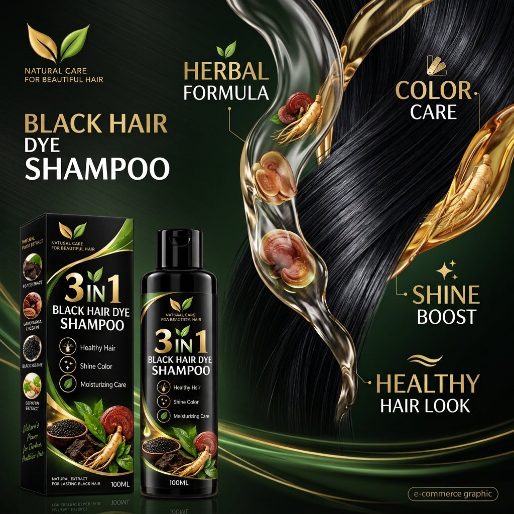 3 In 1 Black Hair Dye Shampoo (BUY 1 GET 1 FREE)