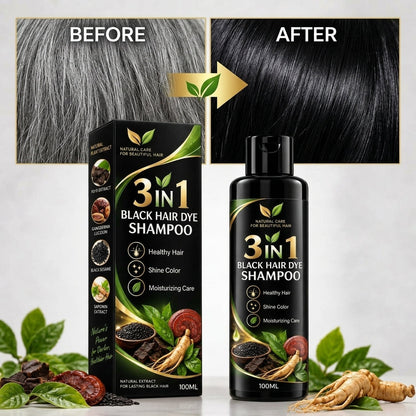 3 In 1 Black Hair Dye Shampoo (BUY 1 GET 1 FREE)